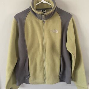 Vintage The North Face Olive & Gray Denali Fleece Zip Jacket women’s M